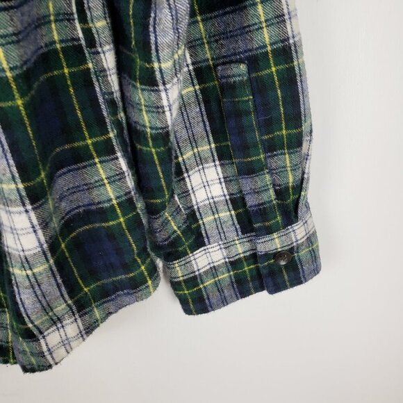 LL Bean Flannel Zip Hoodie Gordon Tartan Scotch Plaid Relaxed Shirt Size Medium - Picture 5 of 9
